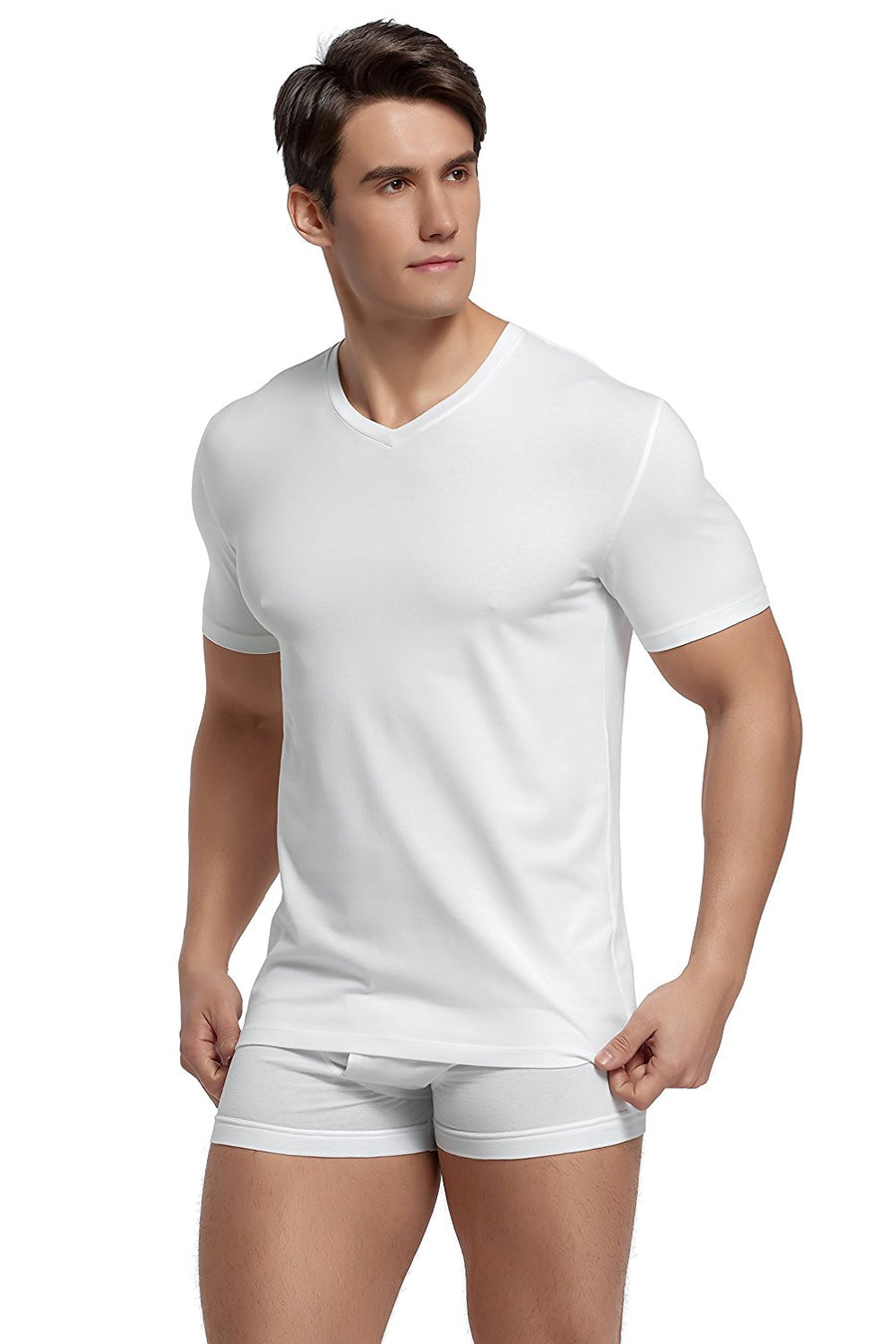 CYZ Mens Cotton Stretch V-Neck Fitted T-Shirt 2-PK
