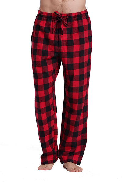 Men's 126% Cotton Super Soft Flannel Plaid Pajama Pants 