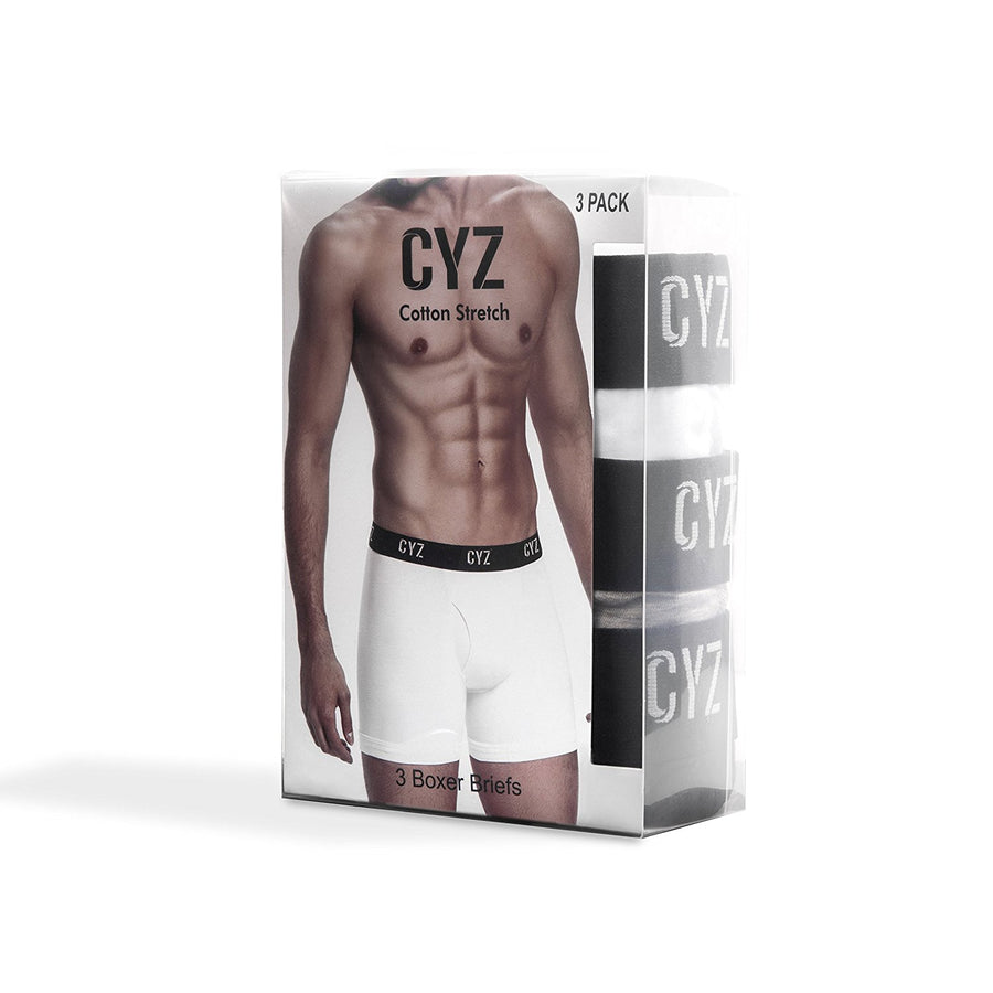 CYZ Men's 3-PK Cotton Stretch Boxer Briefs for Men Pack of 3