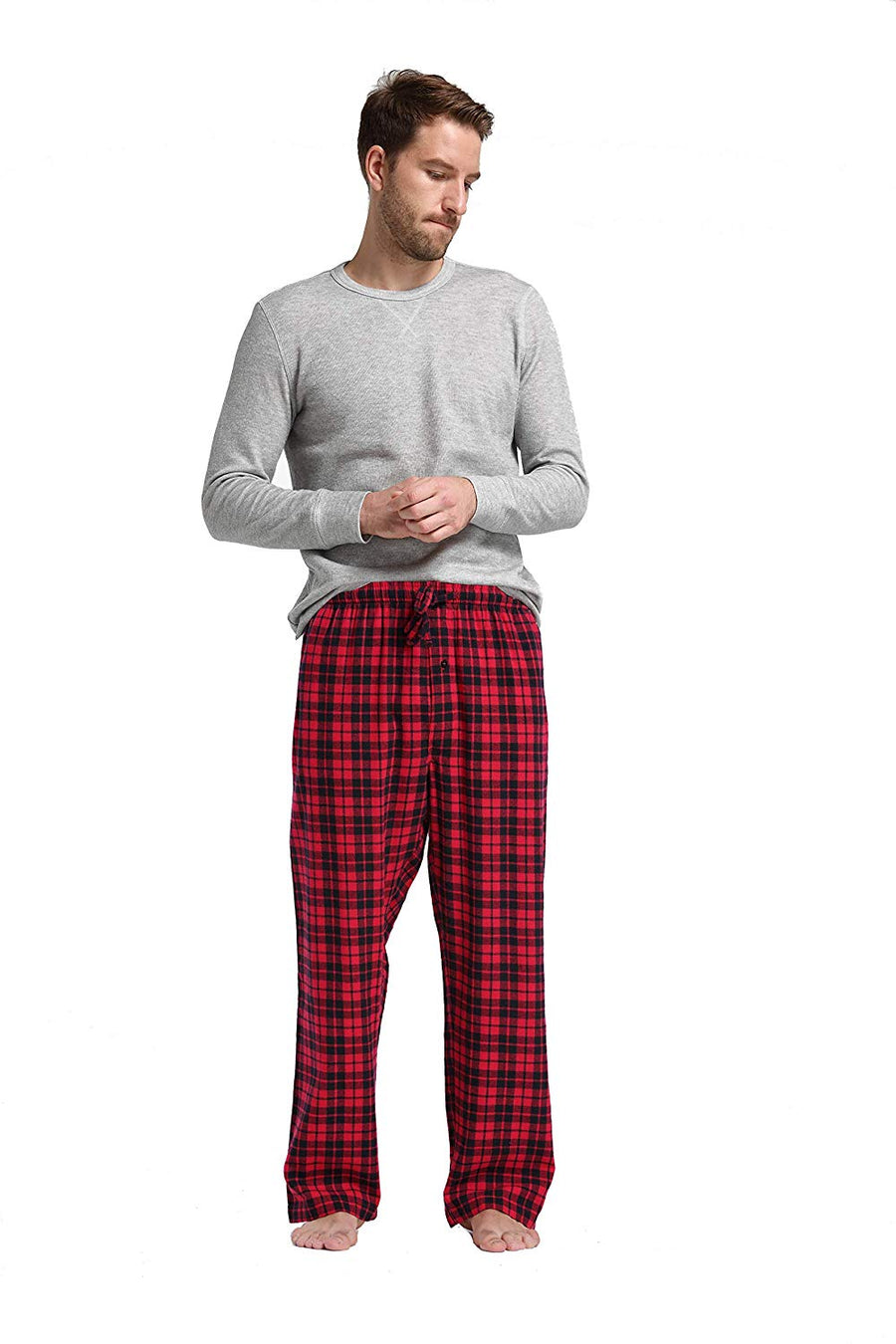 CYZ Men's Holiday Pajama Gift Set Cotton Rib Shirt with Flannel Pajama Pants