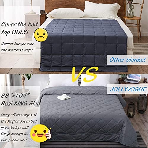 JOLLYVOGUE California King Weighted Blanket for Couples (30lbs,88x104Inches), Heavy Glass Beads with Soft Cotton, Dark Grey