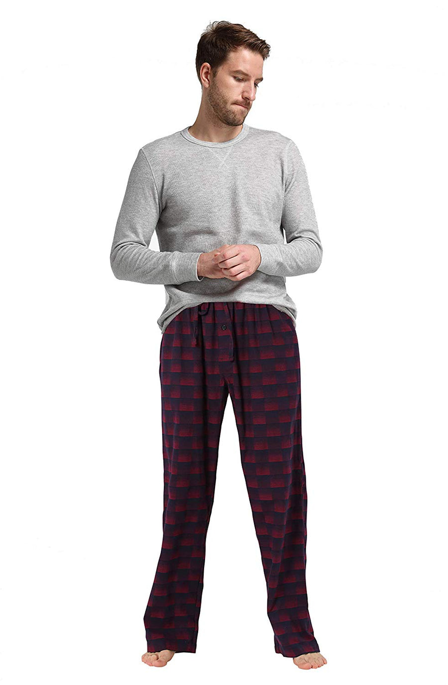 CYZ Men's Holiday Pajama Gift Set Cotton Rib Shirt with Flannel Pajama Pants