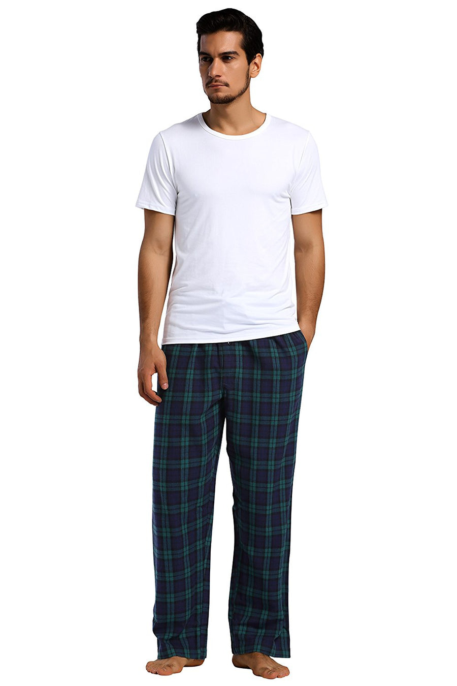 YUSHOW Mens Flannel Pajamas Set Cotton Plaid Pjs Button Down Warm