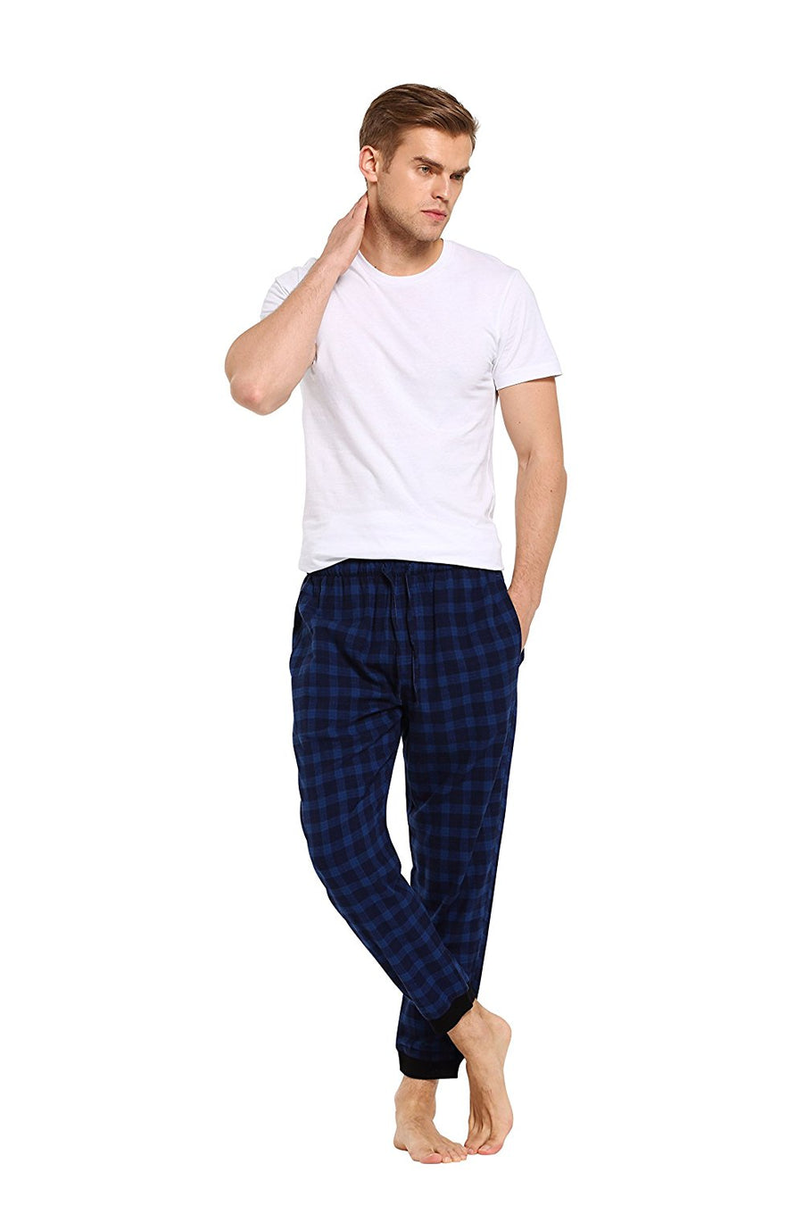 CYZ Men's 100% Cotton Flannel Jogger Pajama Lounge Pant