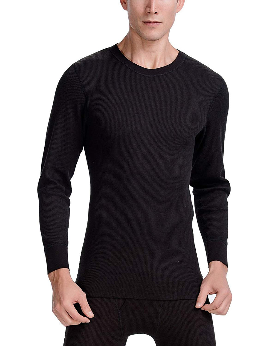 CYZ Men's Mid Weight Waffle Thermal Long Sleeve Crew Top