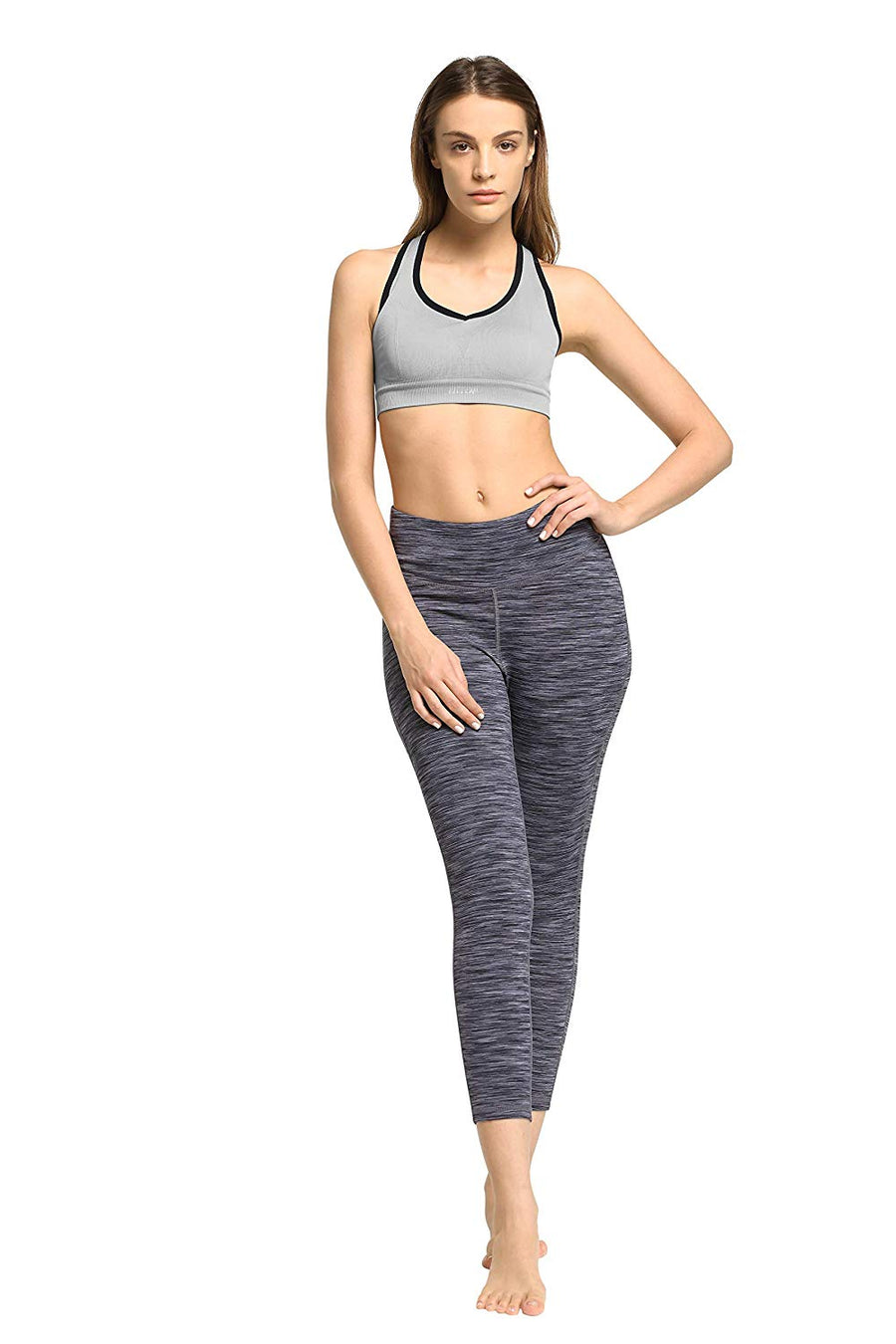 CYZ Women's Space-Dyed Tummy Control Yoga Workout Leggings with Cell Phone Pocket