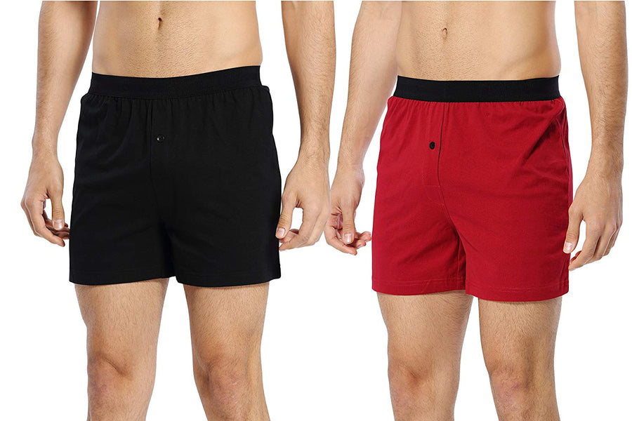 CYZ Mens Multi-Pack 100% Cotton Knit Boxers Pajama Bottoms - Sleep/Lounge Shorts