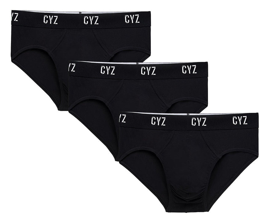 CYZ Men's 3-PK Cotton Stretch Hip Briefs for Men Pack of 3