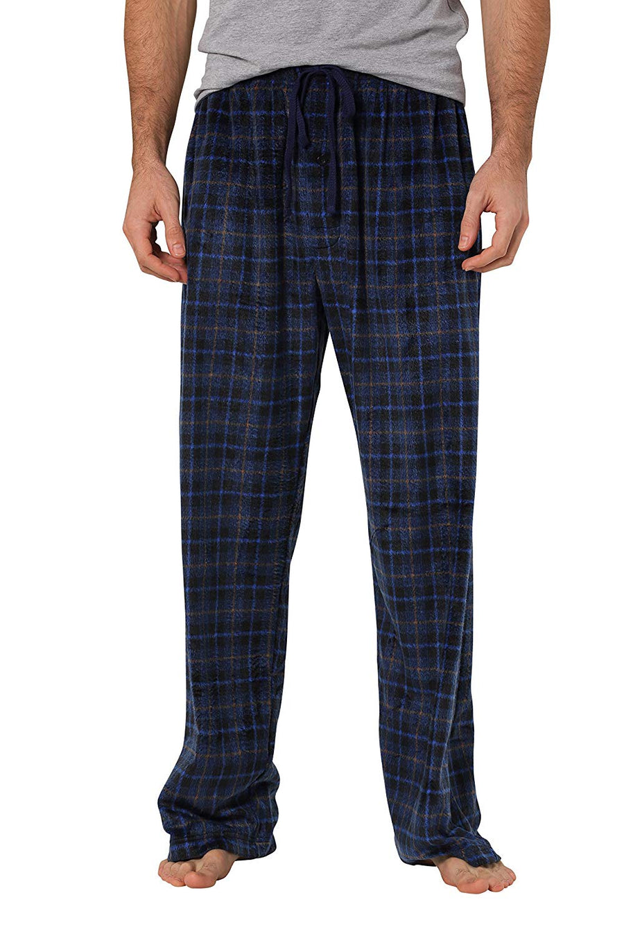 Men'splaid Fleece Pajama Pamts Plaid Pattern Multi-Color - China