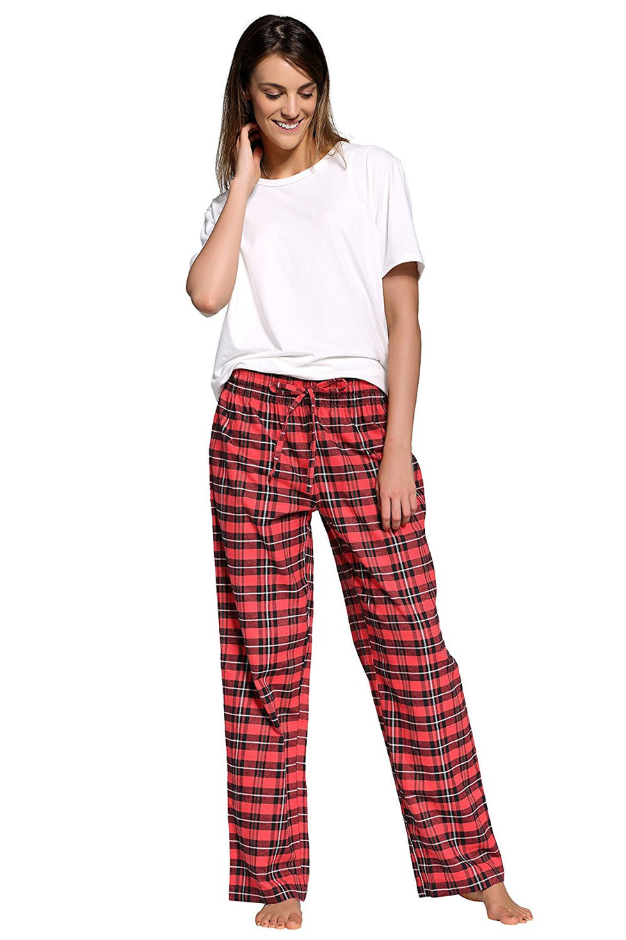 Womens 100% Cotton Flannel Lounge Pants - Little Hearts - White-Red –  FlannelPeople