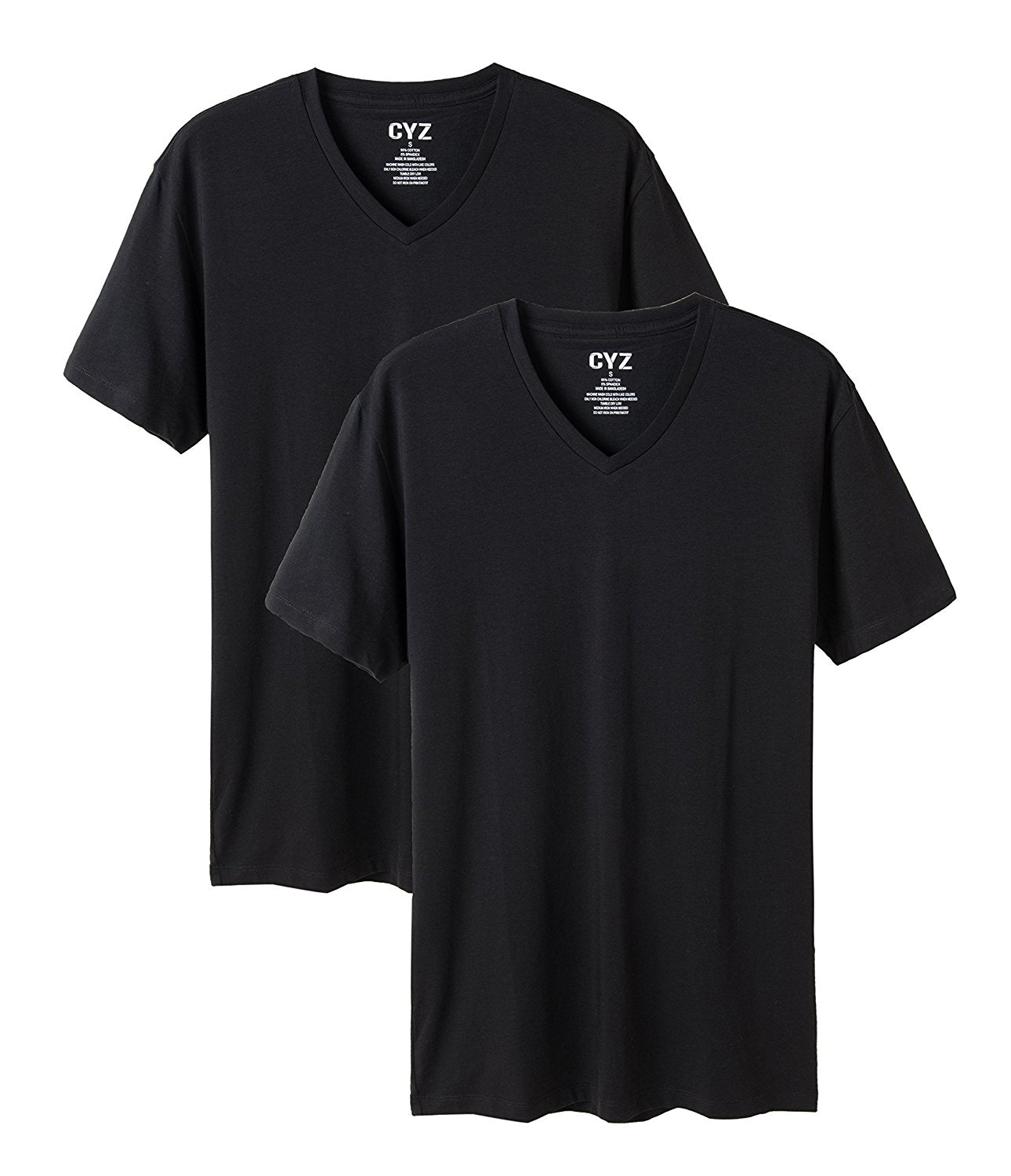 CYZ Mens Cotton Stretch V-Neck Fitted T-Shirt 2-PK – CYZ
