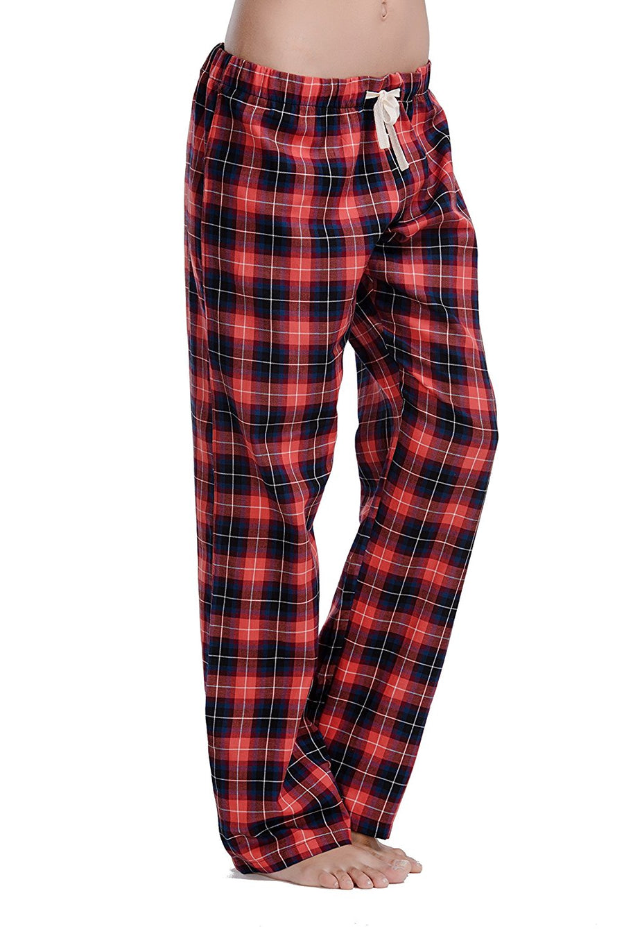 ZXZY Women Buffalo Plaid Print Pockets Tie Waist Long Pajama Pants 