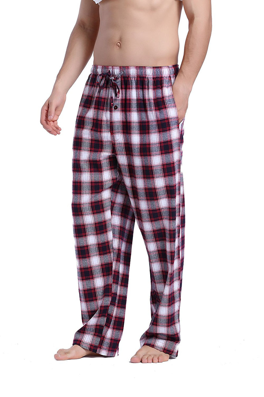  YUSHOW Mens Flannel Pajamas Set Cotton Plaid Pjs Button Down  Warm Soft Lounge Sleepwear Top & Pj Pants