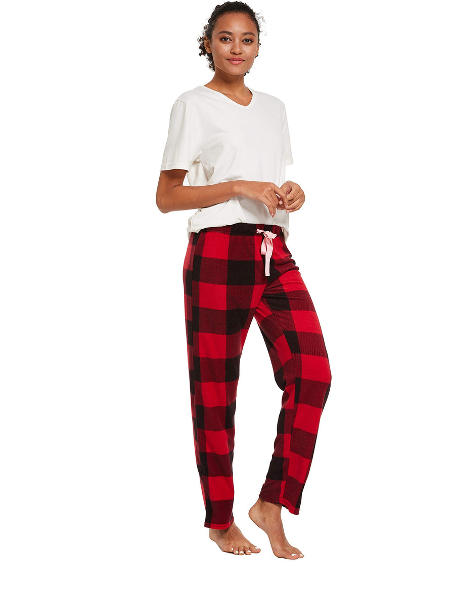 CYZ Women's Fleece Sleep Pajama Pant, White Stripe, Womens Size: X-Large